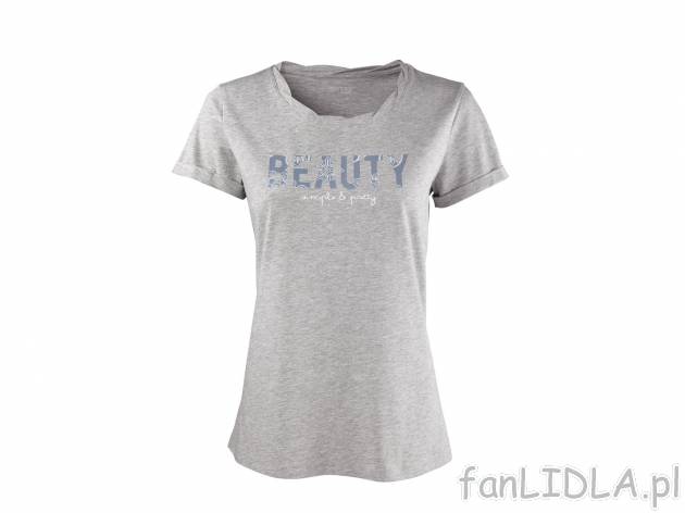 Damska koszulka do spania , cena 14,99 PLN. T-shirt z okrągłym dekoltem i nadrukami. ...