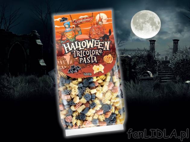 Makaron Halloween , cena 4,99 PLN za 500 g, 1kg=9,98 PLN. 
- Trójkolorowy makaron ...