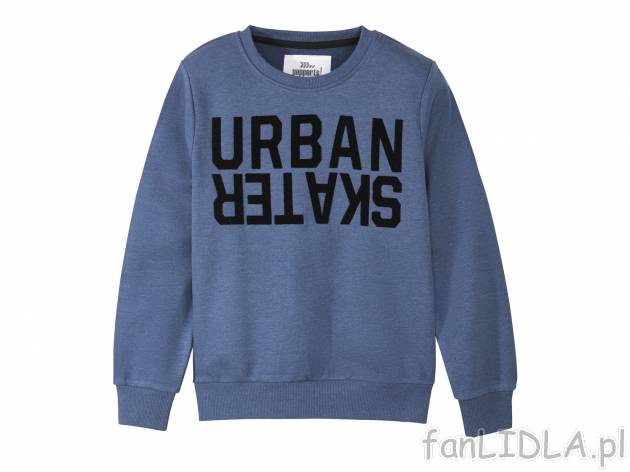 Chłopięca bluza dresowa , cena 19,99 PLN. bluza z okrągłym dekoltem i modnymi ...