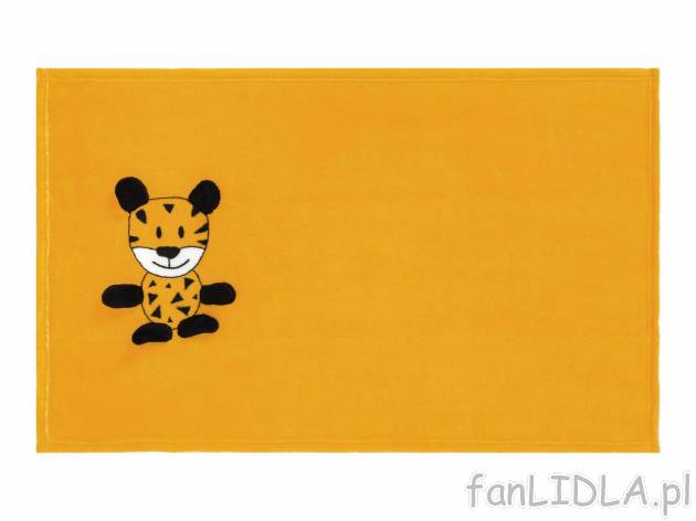 Dziecięcy kocyk pluszowy 60 x 90 cm , cena 24,99 PLN 
- 3 wzory
- naszyta aplikacja ...