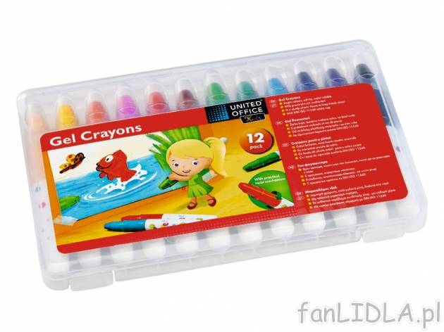 Kredki żelowo- świecowe United Office Kids, cena 12,99 PLN za 1 opak. 
- wspaniałe ...