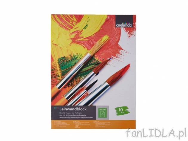 Blok z płótnami do malowania , cena 34,99 PLN za 1 opak. 
- ze 100 % tkaniny bawełnianej ...