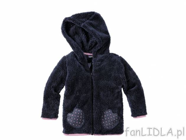 Dziewczęca bluza pluszowa Lupilu, cena 24,99 PLN za 1 szt. 
- 3 wzory 
- rozmiary: ...