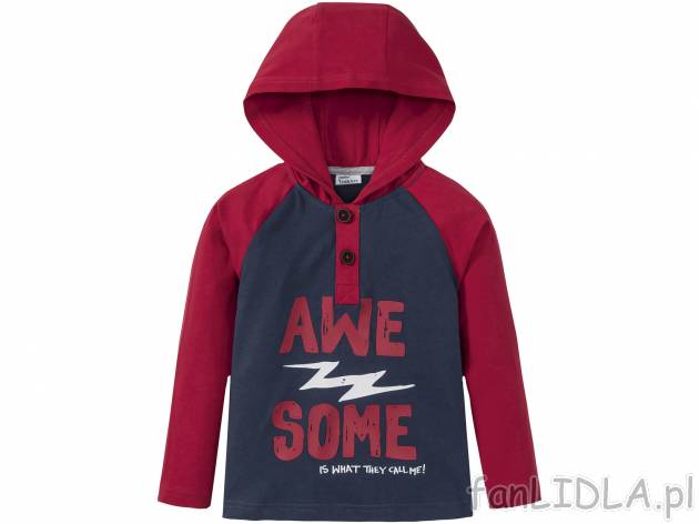 Bluzka chłopięca , cena 9,99 PLN. Bluza z kapture i długim rękawem, idealna ...
