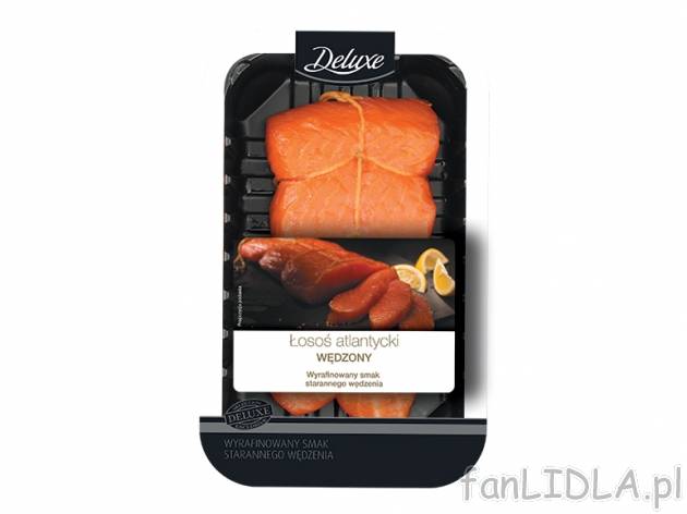 Polędwica z łososia wędzona na zimno , cena 7,99 PLN za 100 g 
- Pięknie podany ...