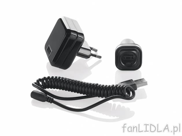 Ładowarka USB- zestaw Silvercrest, cena 24,00 PLN za 1 opak. 
- z adapterem sieciowym ...