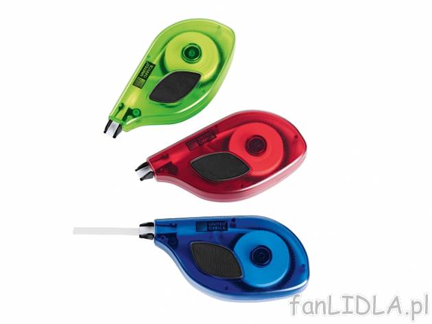 Korektor w taśmie 3 sztuki United Office, cena 7,99 PLN za 1 opak. 
-      12 m x 5 mm