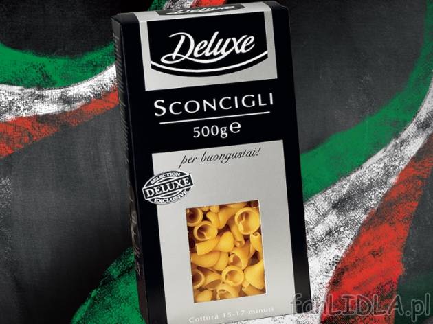 Makaron , cena 4,99 PLN za 500 g, 1 kg = 9,98 PLN. 
- Lumaconi, Ruote Tricolore ...