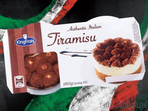 Tiramisu , cena 4,44 PLN za 2x80 / 2x90 g, 100 g = 3,47 / 3,08 PLN. 
- Pyszne desery ...