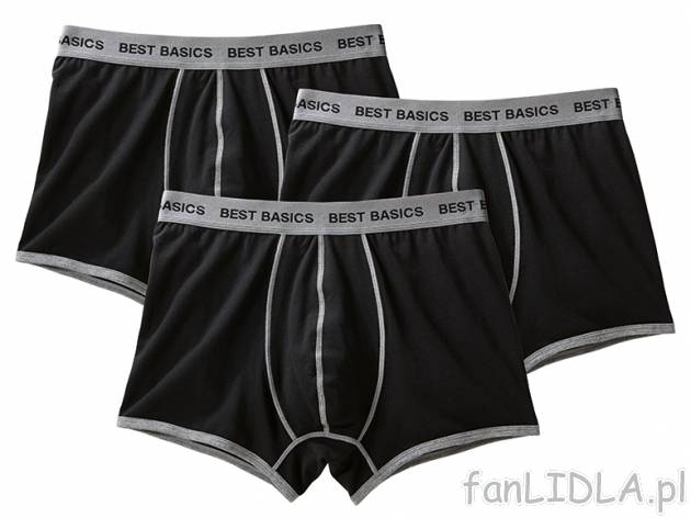 Bokserki 3 sztuki Livergy, cena 24,99 PLN za 1 opak. 
- rozmiar: M-XXL 
- 3 zestawy ...