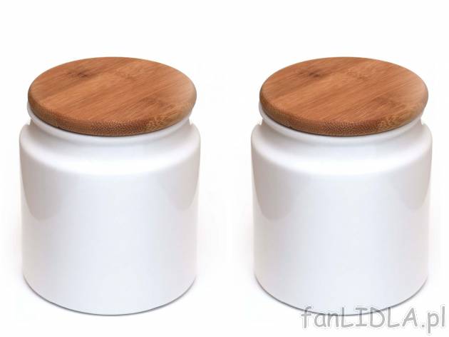 Zestaw 2 pojemników , cena 19,99 PLN  
-  z porcelany
-  pokrywa z drewna bambusowego