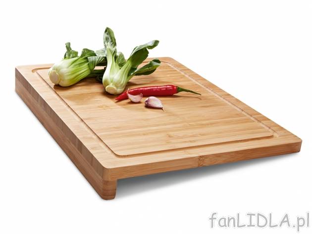 Deska bambusowa z listwą Ernesto, cena 39,99 PLN za 1 szt. 
- z masywnego, naoliwionego ...