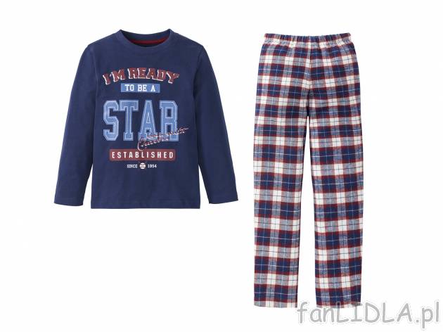 Piżama chłopięca z ﬂanelowymi spodniami , cena 19,99 PLN 
- wysoka zawartość ...