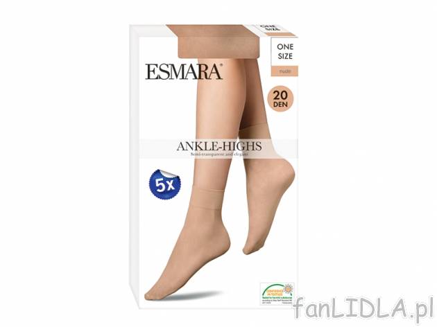 Skarpetki 5 par Esmara, cena 7,99 PLN za 1 opak. 
- półprzezroczyste 
- materiał: ...