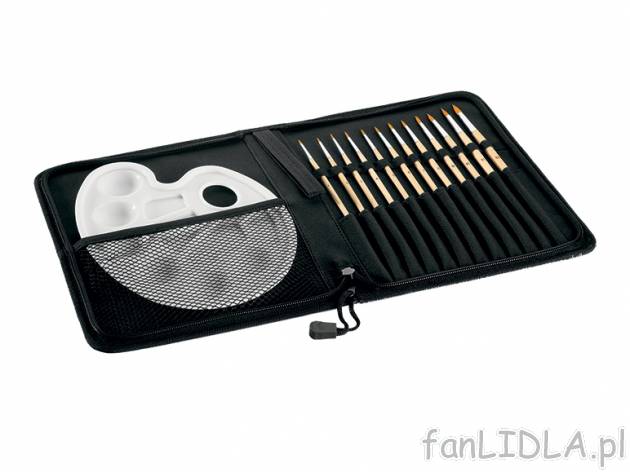 Zestaw pędzli w etui , cena 19,99 PLN za 1 szt. 
- do farb wodnych, olejnych i ...