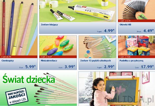 Akcesoria biurowe i dla dzieci do szkoły: cienkopisy, minizakreślacz, zestaw klejący ...