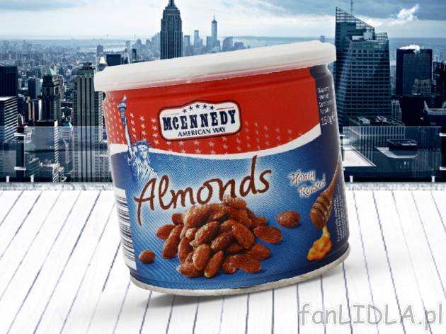 Migdały prażone , cena 7,00 PLN za 150 g/1 opak., 100 g=5,33 PLN. 
Prażone migdały, ...