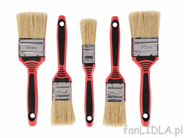 Komplet 5 pędzli Powerfix, cena 12,99 PLN za 1 opak. 
- miękkie uchwyty 
- szerokości ...