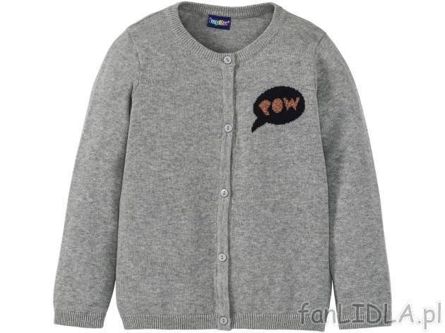 Sweter zapinany na guziki, z okrągłym dekoltem, cena 21,99 PLN. 
- rozmiary: ...
