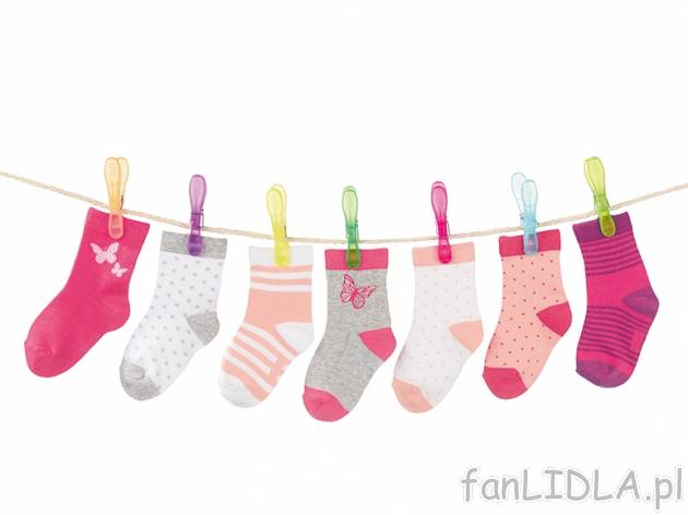 Skarpetki 7 par Lupilu, cena 17,99 PLN za 1 opak. 
- rozmiary: 19-30 
- 4 zestawy ...