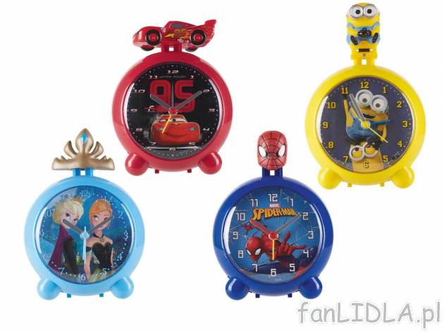 Budzik dziecięcy , cena 24,99 PLN 
- do wyboru: Minionki, Kraina Lodu, Auta lub ...