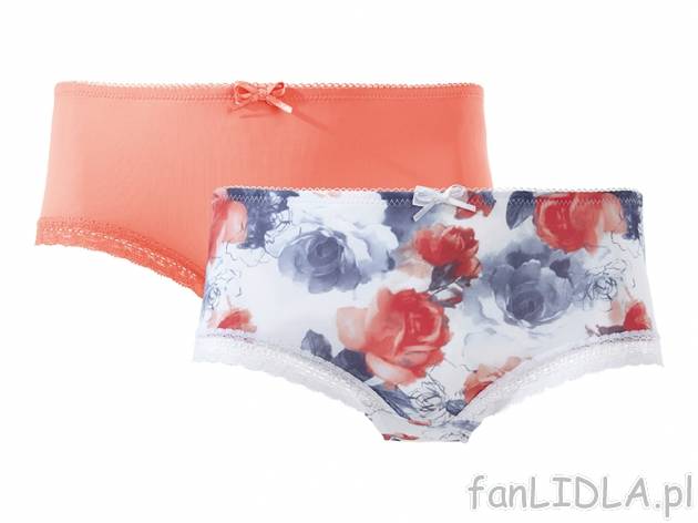 Majtki, 2 pary Esmara, cena 19,99 PLN za 1 opak. 
- materiał: 
- dzianina: 90%poliamid, ...
