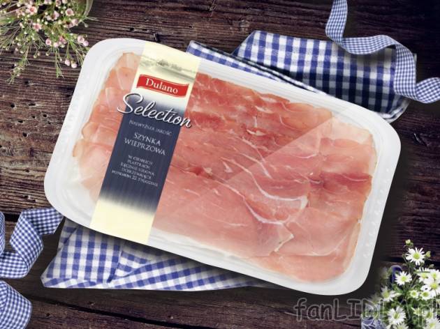 Delikatne plasterki surowej szynki , cena 6,99 PLN za 125/150 g/1 opak., 100g=5,59/4,66 ...