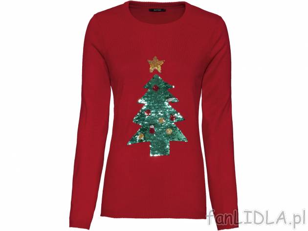 Sweter damski , cena 39,99 PLN  
-  rozmiary: XS-L
-  dwustronny, cekinowy motyw