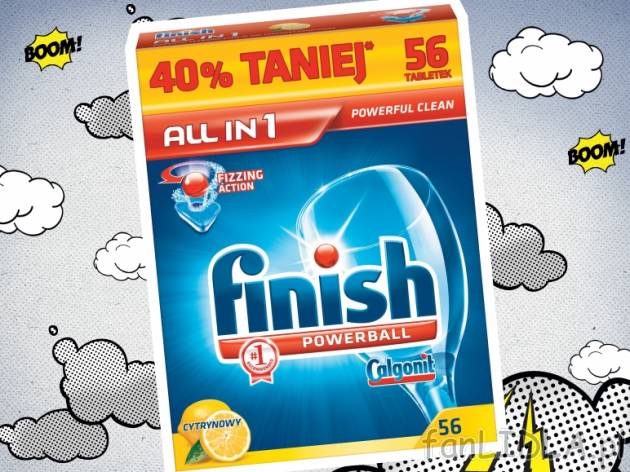 Finish tabletki do zmywarki , cena 27,99 PLN za 56szt., 1 opak, PLN.  
-  Aż 56 sztuk!