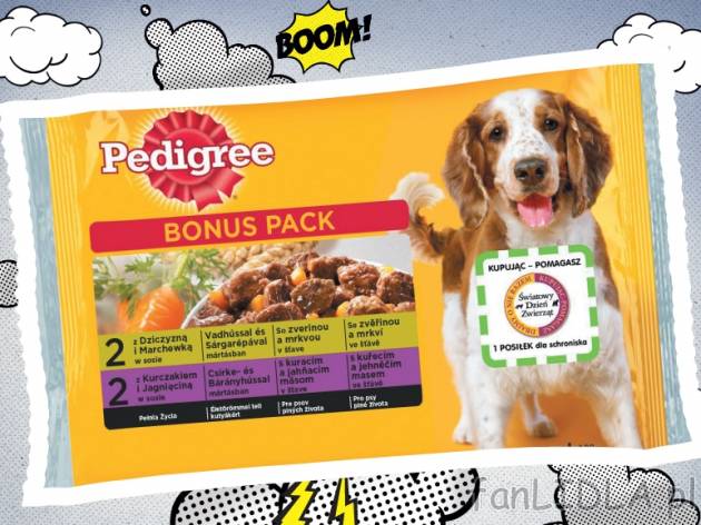 Pedigree karma dla psów , cena 3,99 PLN za 4 x 100g, 1kg = 9,98 PLN. 
- różne ...