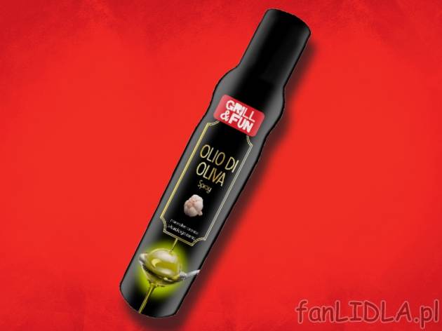 Oliwa z oliwek w sprayu , cena 11,99 PLN za 200 ml/1 opak., 100ml=6,00 PLN.