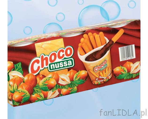 Krem czekoladowo-orzechowy z paluszkami , cena 5,99 PLN za 165 g/1 opak. 
- Chrupiące ...