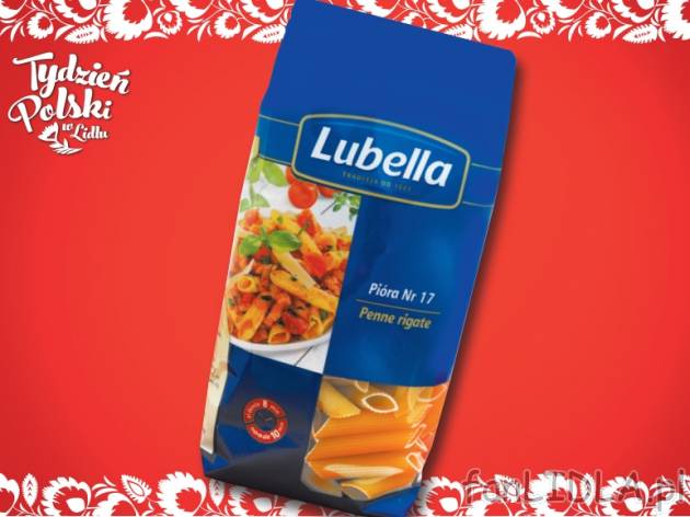 Makaron Lubella , cena 2,99 PLN za 400/500 g/1 opak., 1kg=7,48/5,98 PLN.