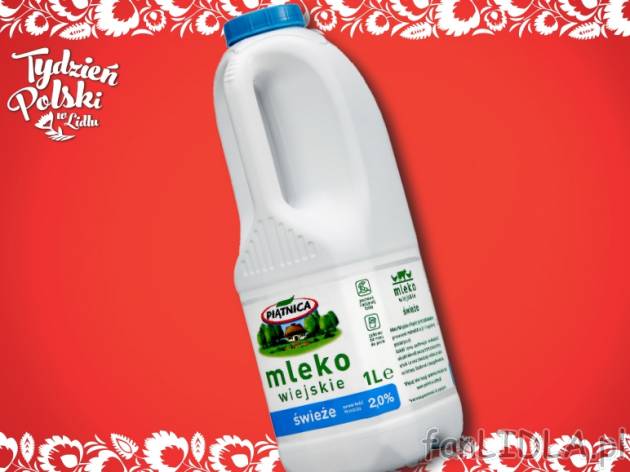 Świeże mleko wiejskie Piątnica , cena 2,49 PLN za 1L/1 opak.