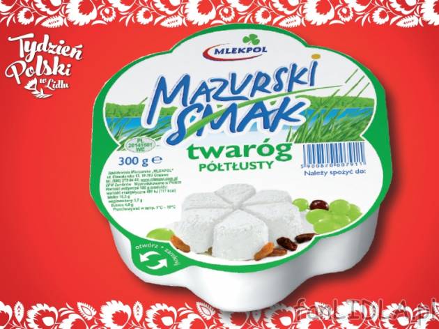 Twaróg półtłusty Mlekpol , cena 2,99 PLN za 300 g/1 opak., 1kg=9,97 PLN.