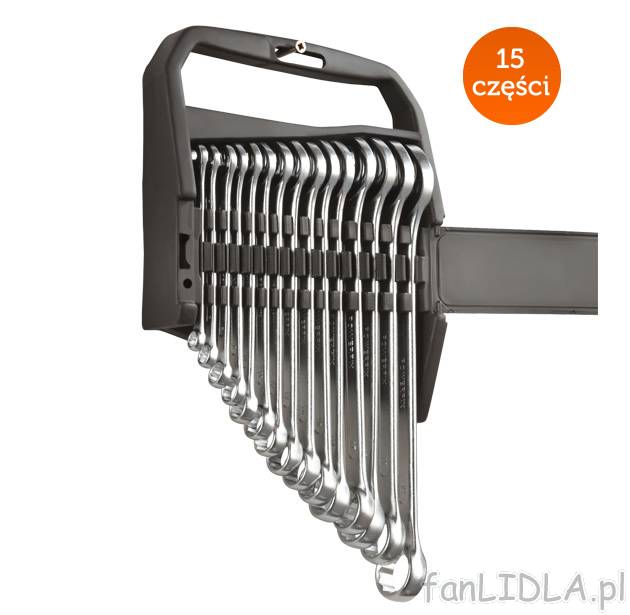 Komplet kluczy płaskooczkowych Powerfix, cena 39,99 PLN za 1 opak. 
- ze stali ...