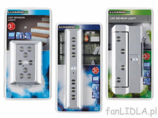 Lampa LED z czujnikiem ruchu Livarno Lux, cena 27,99 PLN za 1 opak. 
- zasilana ...