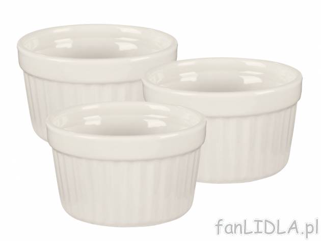 3 foremki do zapiekania , cena 17,99 PLN 
- 3 x ok. 9,4 x 5,5 cm (ø x wys.)
- ...
