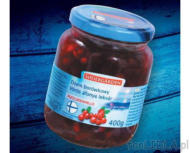 Dżem z borówek , cena 7,79 PLN za 400 g/1 opak. 
- Nic tak nie podkreśla smaku ...