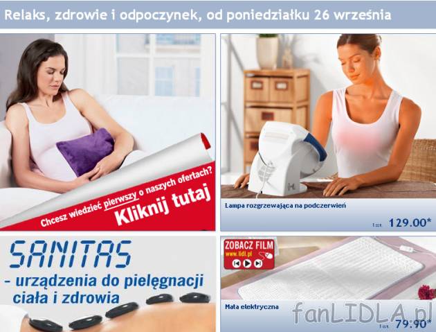 Oferta Lidl od poniedziałku 26 września 2011. Relaks zdrowie i odpoczynek