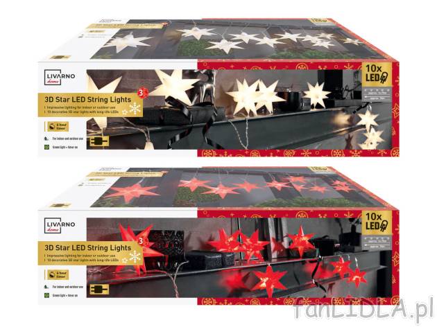 LIVARNO HOME® Girlanda świetlna LED ze świecącymi gwiazdami 3D , cena 59,9 ...