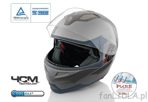 Motocyklowy kask szczękowy , cena 229,00 PLN za 1 szt. 
- z zamykaną częścią ...