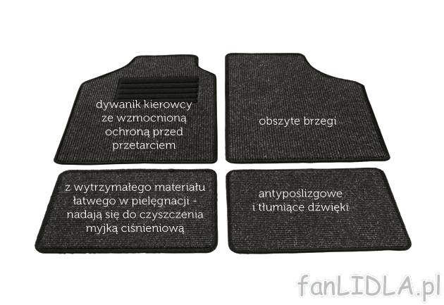 Dywaniki samochodowe 4 szt. , cena 29,99 PLN za 1 opak. 
- obszyte brzegi 
- antypoślizgowe ...