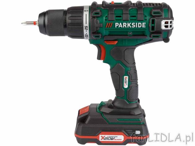 Parkside, X20VTeam® Wiertarkowkrętarka akumulatorowa 20 V , cena 199 PLN 
PARKSIDE® ...