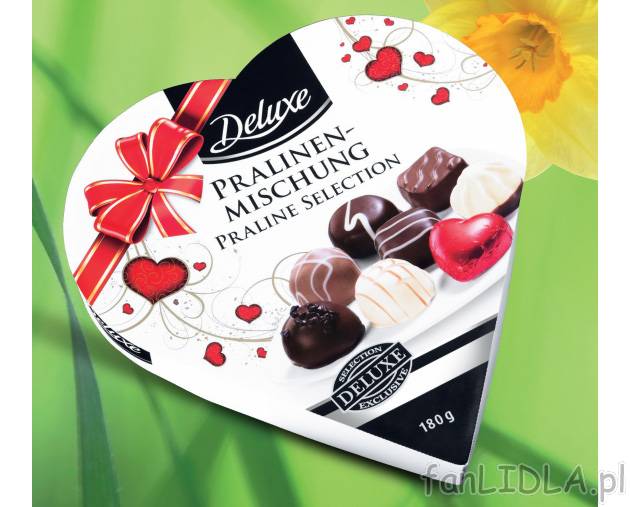 Praliny , cena 17,99 PLN za 180g/1 opak. 
- mieszanka pralin w czekoladzie desreowej, ...