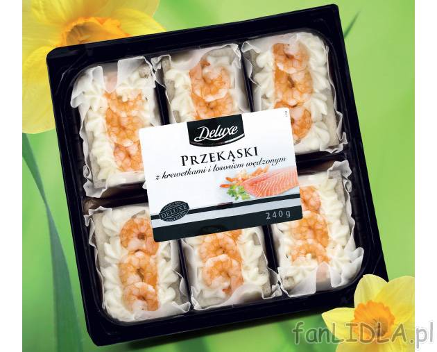 Przekąski z krewetkami i łososiem wędzonym , cena 12,99 PLN za 240g/1 opak. 
- ...