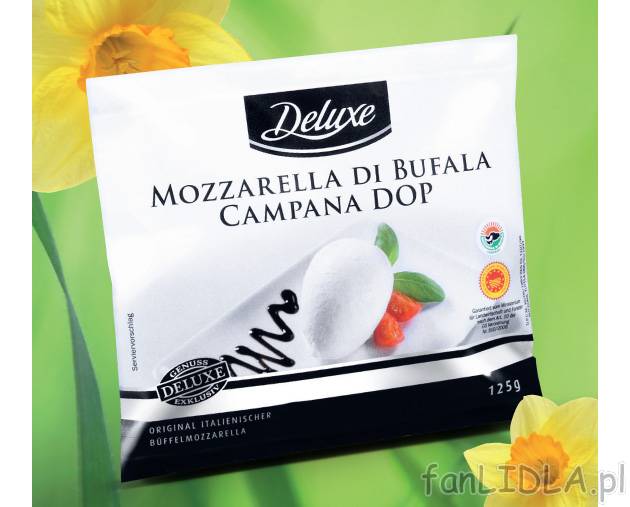 Mozzarella , cena 5,99 PLN za 125g/1 opak. 
- wytwarzane z mleka bawolego, które ...