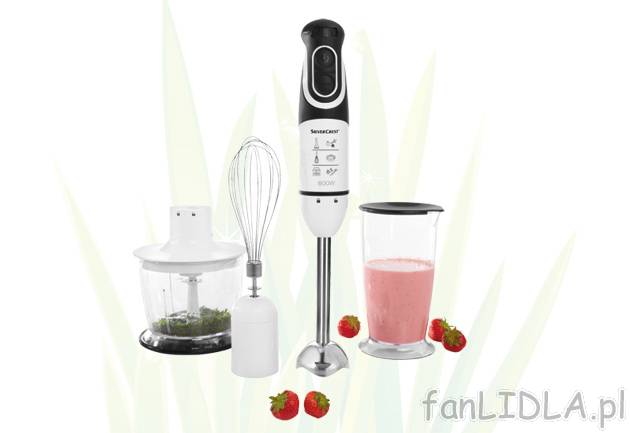 Blender 600 W z akcesoriami , cena 88,00 PLN za 1 opak. 
- wydajny silnik o mocy ...