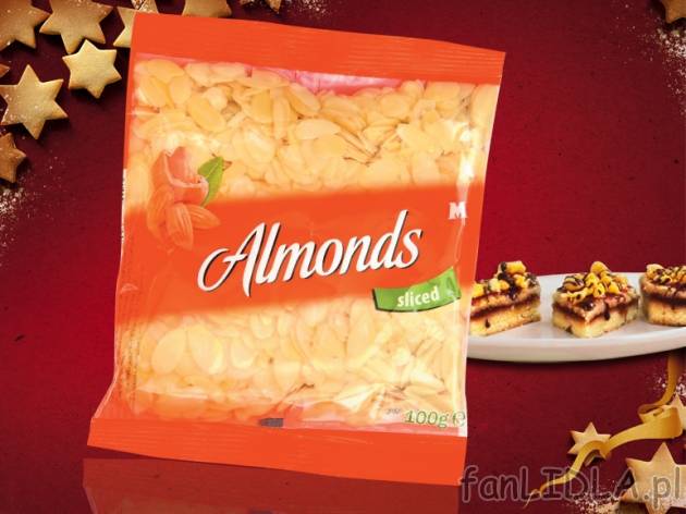 Migdały łuskane blanszowane , cena 3,99 PLN za 100 g 
- Pyszny dodatek do makowca, ...