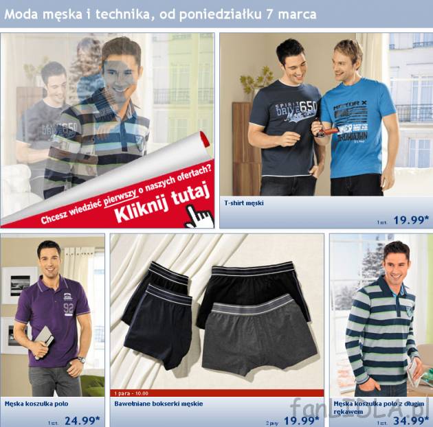 Odzież męska Livergy z Lidla. T-shirt męski, koszulka polo, bawełniane bokserki ...